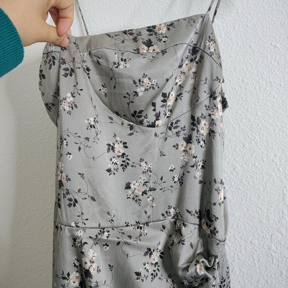 Reformation Marguerite 100% Silk Endive Tie Straps Dress Sz 12 Floral Print - Picture 6 of 16